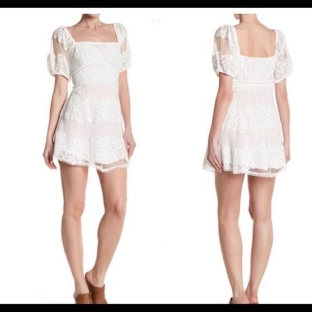 Free People Be your baby white lace mini dress